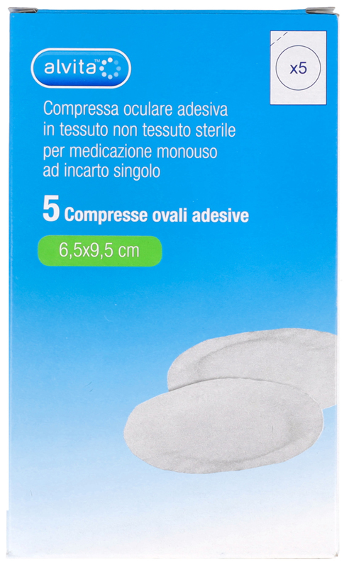 COMPRESSA OCULARE AUTOADESIVA ALVITA TNT OVALI 6,5X9,5CM 5 PEZZI - Gruppofarmastore.it