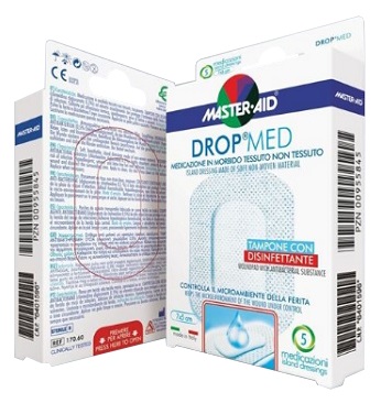 MEDICAZIONE COMPRESSA AUTOADESIVA DERMOATTIVA IPOALLERGENICA AERATA MASTER-AID DROP MED 10,5X18 5 PEZZI - Gruppofarmastore.it