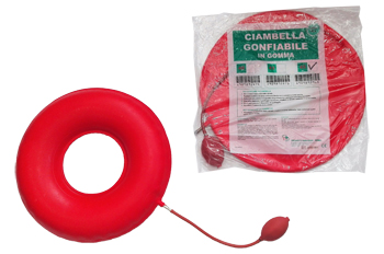 CIAMBELLA GONFIABILE PER INVALIDI IN GOMMA ROSSA TEAM DELUXE CON POMPA 45CM DIAMETRO - Gruppofarmastore.it