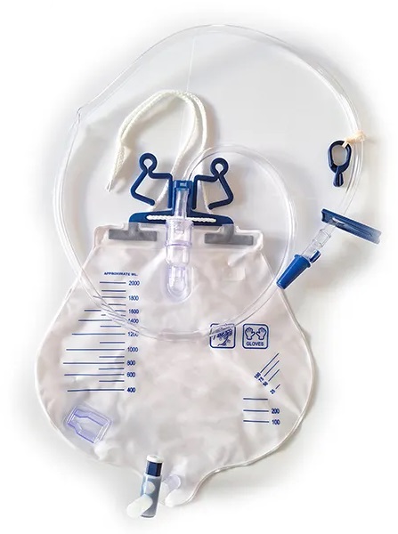 SACCA DRENAGGIO URINARIO A CIRCUITO CHIUSO CAPACITA' 2000ML CON CAMERA DI GOCCIOLAMENTO DOPPIO FILTRO ARIA FASCETTA CON PER FISSAGGIO AL LETTO STRIGITUBO E FERMATUBO AL LENZUOLO - Gruppofarmastore.it