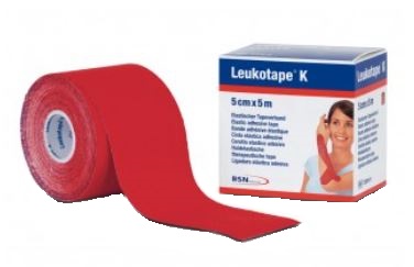 BENDA ADESIVA LEUKOTAPE K PER TAPING FISIOTERAPICO LARGHEZZA 5 CM LUNGHEZZA 5 M COLORE ROSSO IN ROTOLO - Gruppofarmastore.it