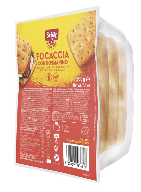 SCHAR FOCACCIA CON ROSMARINO SENZA LATTOSIO 200 G - Gruppofarmastore.it