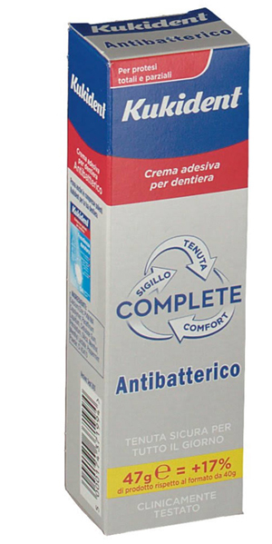 KUKIDENT COMPLETE CREMA ADESIVA PER PROTESI DENTARIE CON ANTIBATTERICO 47 G - Gruppofarmastore.it