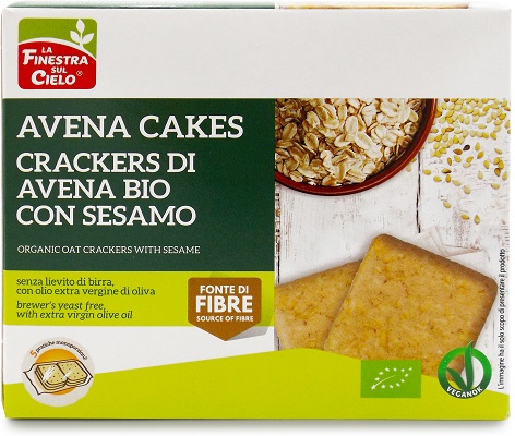 AVENACAKES CRACKERS DI AVENA CON SESAMO BIO VEGAN SENZA LIEVITO DI BIRRA CON OLIO EXTRAVERGINE DI OLIVA 250 G - Gruppofarmastore.it