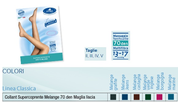 SAUBER COLLANT 70 DENARI SUPER COPRENTE MAGLIA LISCIA MELANGE CASTAGNA 4 LINEA CLASSICA - Gruppofarmastore.it