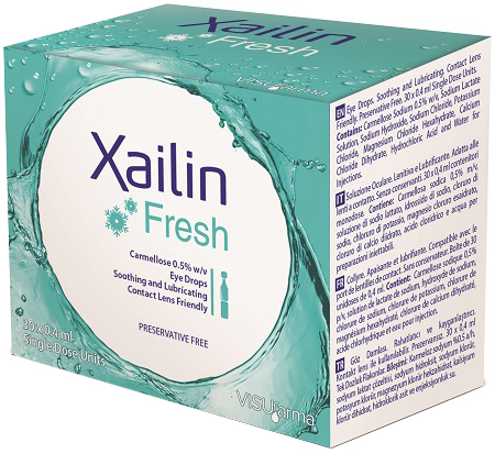 XAILIN FRESH GOCCE OCULARI CARBOSSIMETILCELLULOSA 0,5% 30 FLACONCINI MONODOSE 0,4 ML - Gruppofarmastore.it