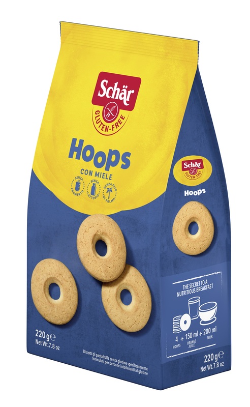 SCHAR HOOPS CON MIELE BISCOTTI DI PASTAFROLLA SENZA LATTOSIO 220 G - Gruppofarmastore.it