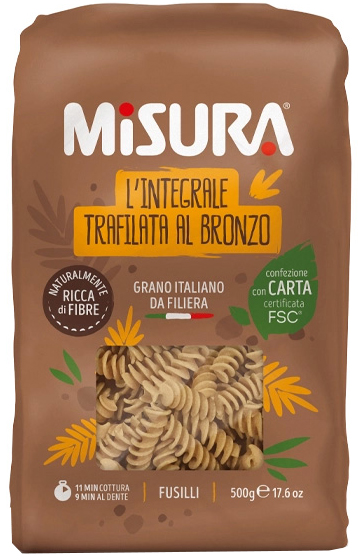 MISURA FUSILLI INTEGRALI CON GERME DI GRANO 500 G - Gruppofarmastore.it