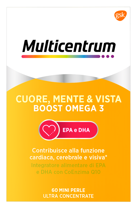 MULTICENTRUM CUORE MENTE E VISTA BOOST OMEGA 3 60 MINI PERLE - Gruppofarmastore.it