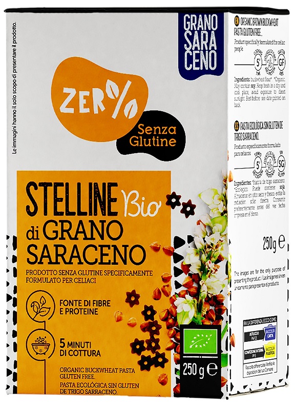 ZERO% GLUTINE STELLINE GRANO SARACENO INTEGRALE SENZA GLUTINE BIO 250 G - Gruppofarmastore.it