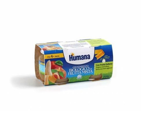 HUMANA OMOGENEIZZATO FRUTTA MISTA BIO 2 VASETTI 100 G - Gruppofarmastore.it