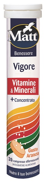 MATT BENESSERE VIGORE VITAMINE & MINERALI 20 COMPRESSE EFFERVESCENTI GUSTO ARANCIA - Gruppofarmastore.it