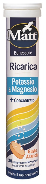 MATT BENESSERE RICARICA POTASSIO & MAGNESIO 20 COMPRESSE EFFERVESCENTI GUSTO ARANCIA - Gruppofarmastore.it