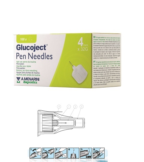 AGO PER PENNA DA INSULINA GLUCOJECT LUNGHEZZA 4 MM GAUGE 32 100 PEZZI - Gruppofarmastore.it