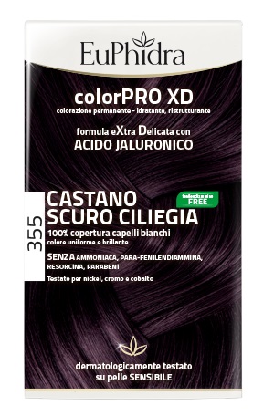 EUPHIDRA COLORPRO XD 355 CASTANO SCURO CILIEGIA GEL COLORANTE CAPELLI IN FLACONE + ATTIVANTE + BALSAMO + GUANTI - Gruppofarmastore.it