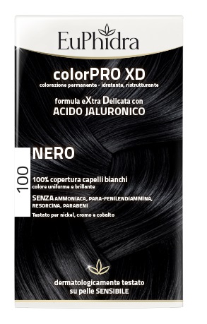 EUPHIDRA COLORPRO XD 100 NERO GEL COLORANTE CAPELLI IN FLACONE + ATTIVANTE + BALSAMO + GUANTI - Gruppofarmastore.it