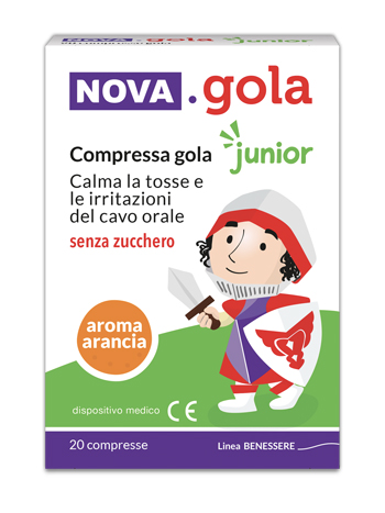 NOVA GOLA JUNIOR ARANCIA 20 COMPRESSE SENZA ZUCCHERO - Gruppofarmastore.it