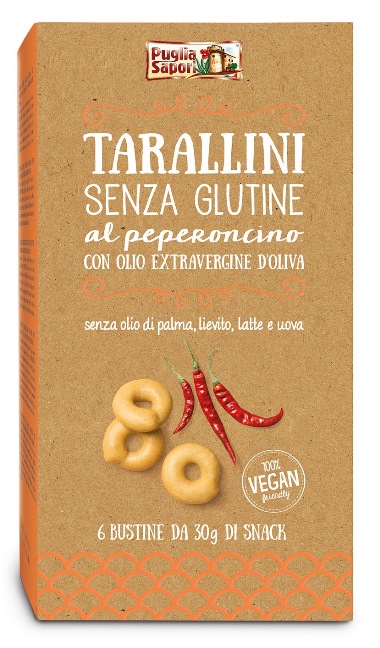 PUGLIA SAPORI TARALLINI AL PEPERONCINO CON OLIO EXTRAVERGINE DI OLIVA 180 G - Gruppofarmastore.it