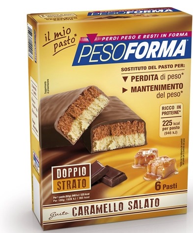 PESOFORMA BARRETTA AL CARAMELLO SALATO 12 PEZZI DA 31 G - Gruppofarmastore.it