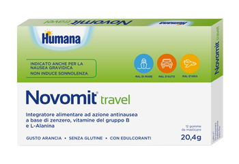 NOVOMIT TRAVEL 12 GOMME DA MASTICARE GUSTO ARANCIA - Gruppofarmastore.it
