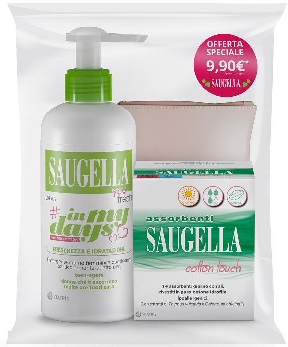 SAUGELLA IN MY DAYS BUNDLE YOU FRESH + ASSORBENTI GIORNO 14 PEZZI + PORTA ASSORBENTI - Gruppofarmastore.it