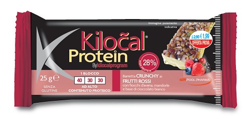 KILOCAL PROTEIN BARRETTA CIOCCOLATO BIANCO COCCO FRUTTI ROSSI 25 G - Gruppofarmastore.it