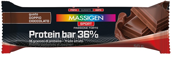 MASSIGEN SPORT PROTEIN BARRETTA 36% DOPPIO CIOCCOLATO 35 G - Gruppofarmastore.it