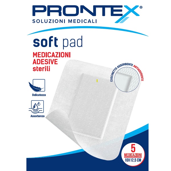 MEDICAZIONE ADESIVA STERILE PRONTEX SOFT PAD 10X12,5 CM 5 PEZZI - Gruppofarmastore.it