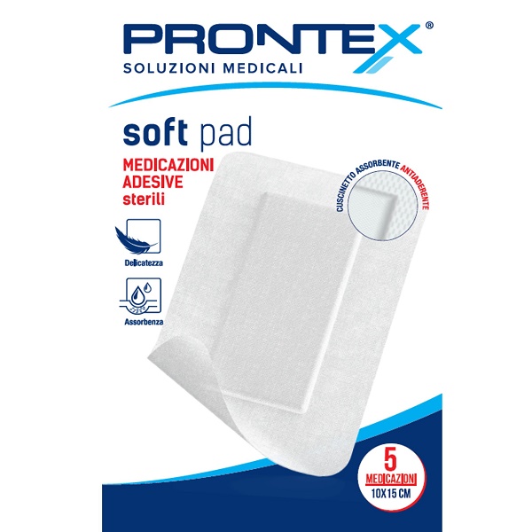 MEDICAZIONE ADESIVA STERILE PRONTEX SOFT PAD 10X15 CM 5 PEZZI - Gruppofarmastore.it