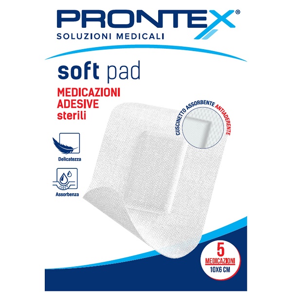 MEDICAZIONE ADESIVA STERILE PRONTEX SOFT PAD 10X6 CM 5 PEZZI - Gruppofarmastore.it
