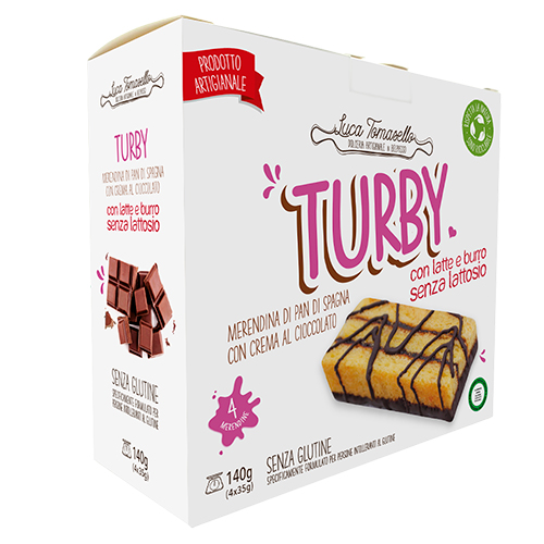 TURBY MERENDINA PAN DI SPAGNA CON CREMA CIOCCOLATO 4 PEZZI DA 35 G - Gruppofarmastore.it