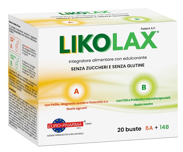 LIKOLAX 6 BUSTINE A 5 G GUSTO AGRUMI + 14 BUSTINE B 3 G GUSTO NEUTRO SENZA GLUTINE - Gruppofarmastore.it