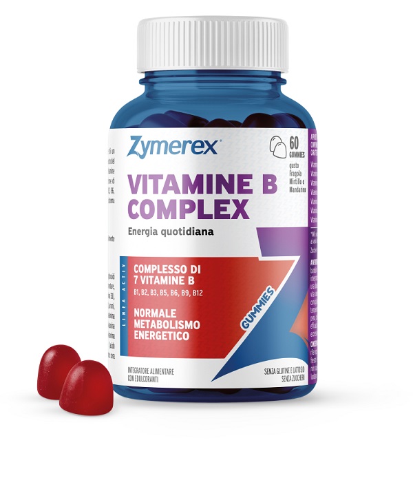 ZYMEREX VITAMINE B COMPLEX 60 GUMMIES GUSTO FRAGOLA MIRTILLO MANDARINO CON EDULCORANTI SENZA ZUCCHERI SENZA GLUTINE SENZA LATTOSIO - Gruppofarmastore.it