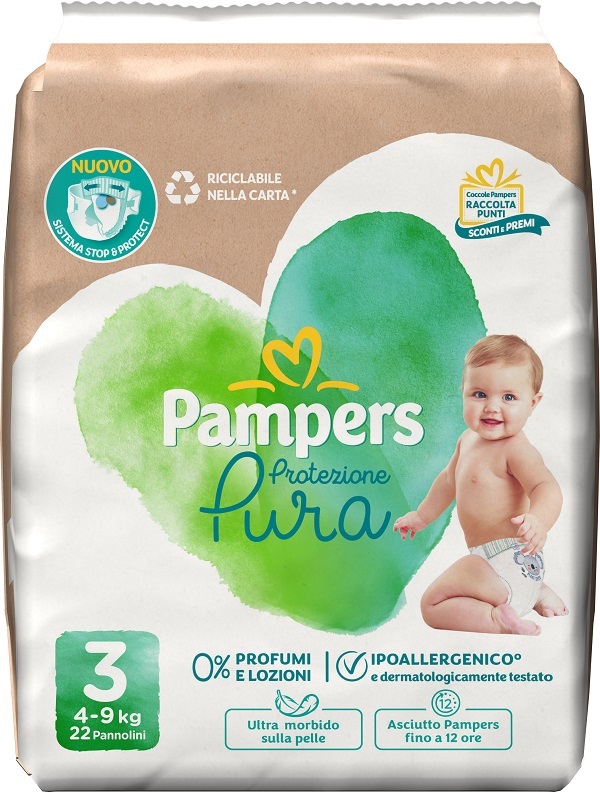 PAMPERS PROTEZIONE PURA MIDI PANNOLINI 22 PEZZI - Gruppofarmastore.it