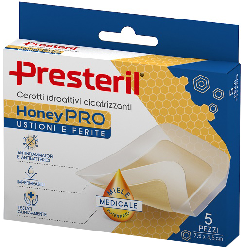 CEROTTO IDROATTIVO CICATRIZZANTE PRESTERIL HONEYPRO 5X7 CM 5 PEZZI - Gruppofarmastore.it