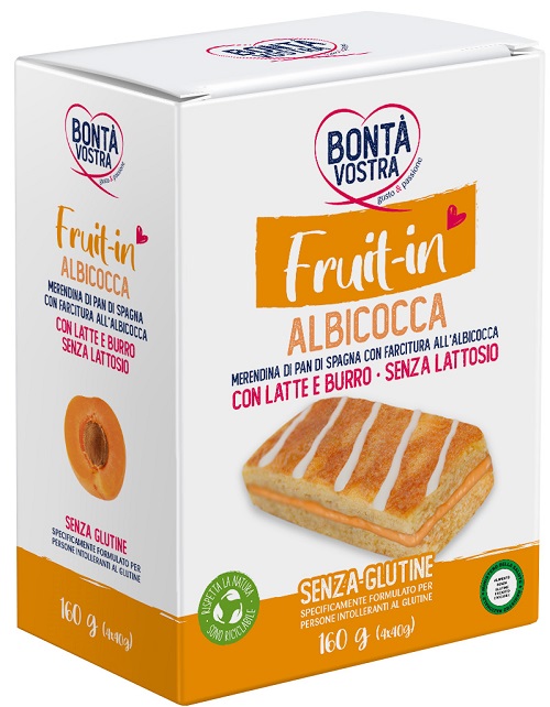 BONTA' VOSTRA FRUIT IN MERENDINA DI PAN DI SPAGNA CON FARCITURA ALL'ALBICOCCA 4 PEZZI X 40 G - Gruppofarmastore.it