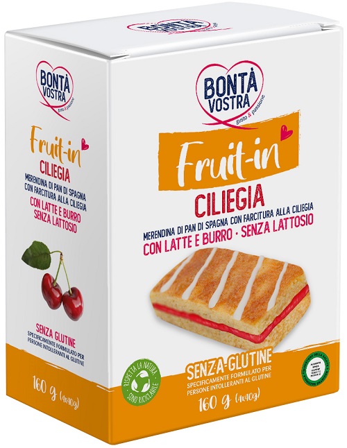 BONTA' VOSTRA FRUIT IN MERENDINA DI PAN DI SPAGNA CON FARCITURA ALLA CILIEGIA 4 PEZZI X 40 G - Gruppofarmastore.it