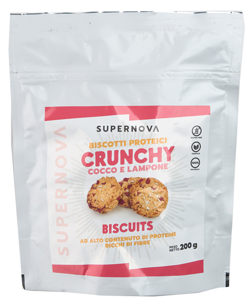 SUPERNOVA CRUNCHY BISCUITS LAMPONE E COCCO 200 G - Gruppofarmastore.it
