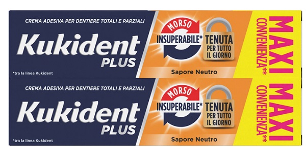 KUKIDENT BIPACCO MORSO INSUPERABILE CREMA ADESIVA DENTIERE 57 G X 2 - Gruppofarmastore.it
