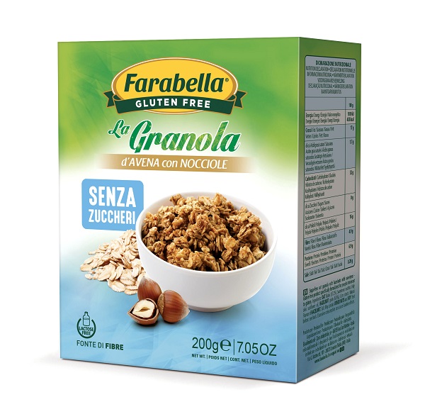 FARABELLA GLUTEN FREE LA GRANOLA D'AVENA CON NOCCIOLE SENZA ZUCCHERI SENZA LATTOSIO 200 G - Gruppofarmastore.it