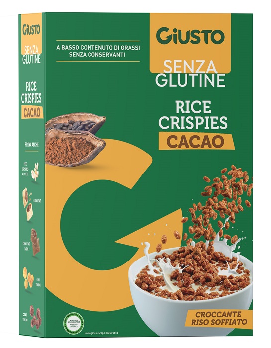 GIUSTO SENZA GLUTINE RICE CRISPIES CACAO 200 G - Gruppofarmastore.it