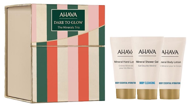 AHAVA THE MINERALS TRIO 1 CREMA MANI 40 ML + 1 CREMA CORPO 40 ML + 1 GEL DOCCIA 40 ML - Gruppofarmastore.it