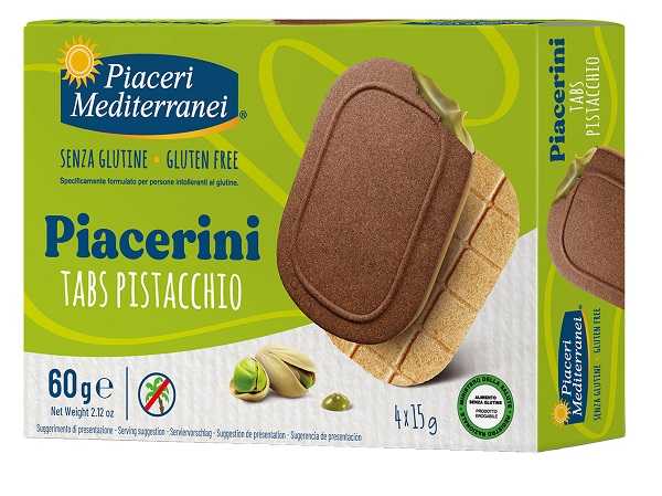 PIACERI MEDITERRANEI PIACERINI TABS PISTACCHIO 4 PEZZI DA 15 G - Gruppofarmastore.it