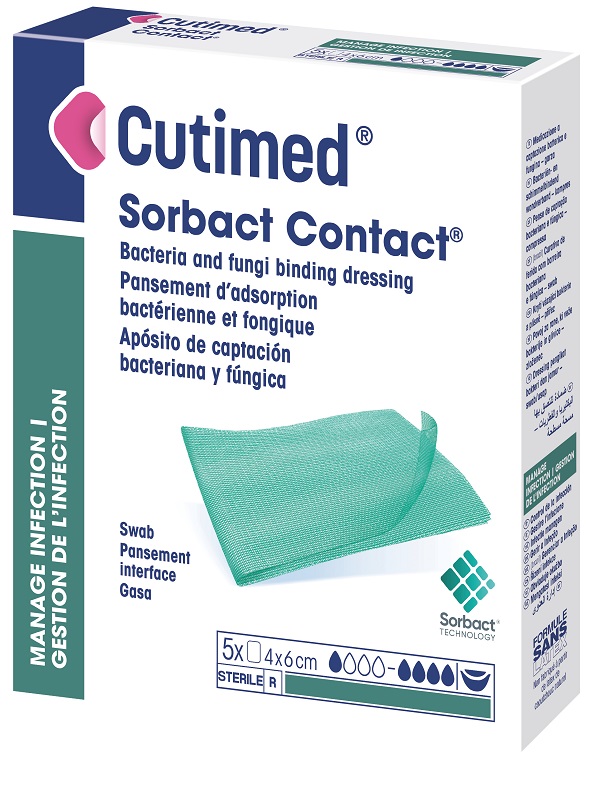 MEDICAZIONE IDROFOBICA CUTIMED SORBACT CONTACT 4X6 CM 5 PEZZI - Gruppofarmastore.it
