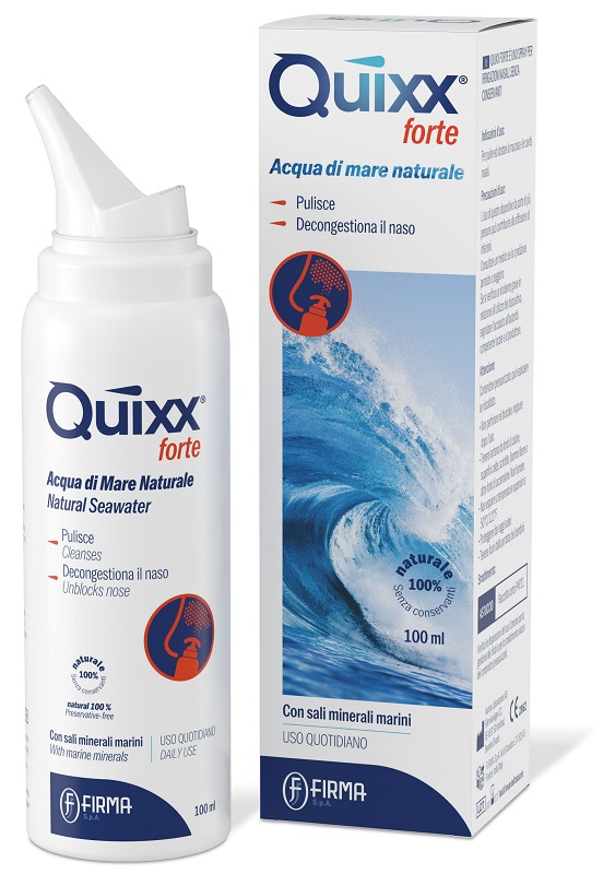 SOLUZIONE SPRAY PER IRRIGAZIONI NASALI QUIXX FORTE ACQUA MARINA IPERTONICA 100 ML - Gruppofarmastore.it