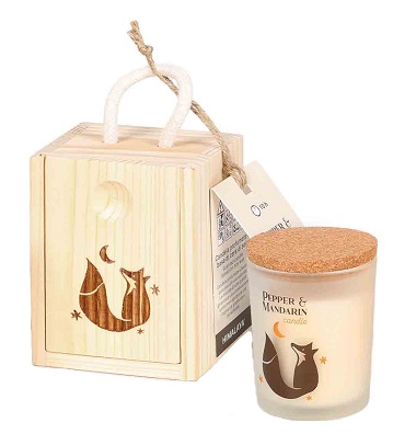 HIMALAYA CANDLE LITTLE BOX LEGNO SERENITY VOLPE PEPE & MANDARINO - Gruppofarmastore.it