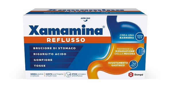 XAMAMINA REFLUSSO 25 STICK DA 20 ML GUSTO UVA FRAGOLA E FRUTTI ROSSI SENZA GLUTINE SENZA LATTOSIO - Gruppofarmastore.it