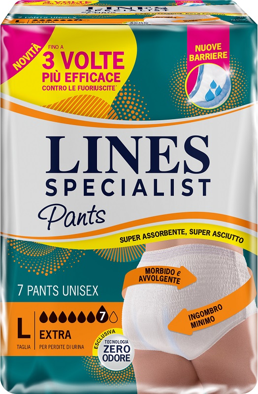 PANNOLONE PER INCONTINENZA LINES SPECIALIST PANTS EXTRA UNISEX L 7 PEZZI - Gruppofarmastore.it
