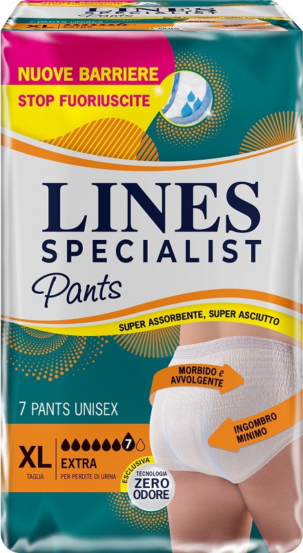 PANNOLONE PER INCONTINENZA LINES SPECIALIST PANTS EXTRA UNISEX XL 7 PEZZI - Gruppofarmastore.it
