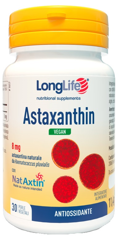 LONGLIFE ASTAXANTHIN VEGAN 8 MG 30 PERLE VEGETALI SENZA GLUTINE - Gruppofarmastore.it